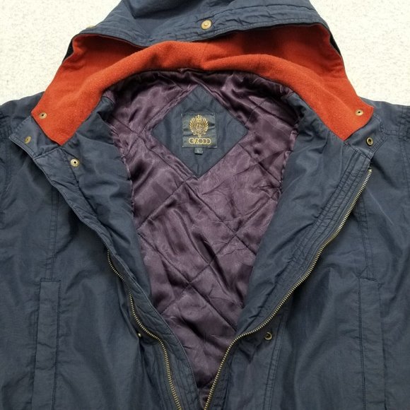 G2000 Jacket Mens Large Blue Full Zip Pockets Hooded - Picture 7 of 11